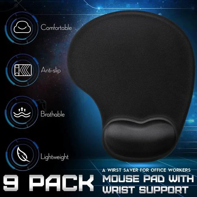 Alt view image 2 of 7 - 9 Pcs Ergonomic Mouse Pad with Gel Wrist Rest Memory Foam Comfortable Mousepad with Non-Slip PU Base for Pain Relief Computer Cafe Home Office Desk Accessories