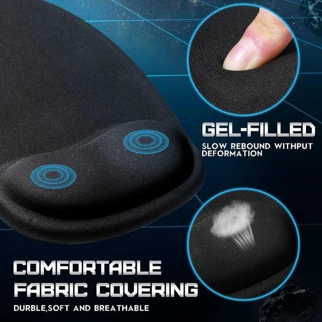 Alt view image 4 of 7 - 9 Pcs Ergonomic Mouse Pad with Gel Wrist Rest Memory Foam Comfortable Mousepad with Non-Slip PU Base for Pain Relief Computer Cafe Home Office Desk Accessories