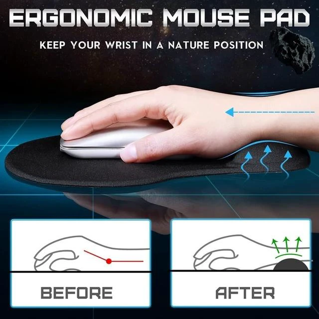 Alt view image 3 of 7 - 9 Pcs Ergonomic Mouse Pad with Gel Wrist Rest Memory Foam Comfortable Mousepad with Non-Slip PU Base for Pain Relief Computer Cafe Home Office Desk Accessories