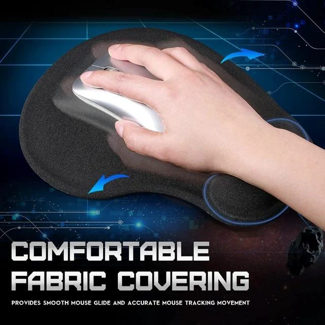 Alt view image 5 of 7 - 9 Pcs Ergonomic Mouse Pad with Gel Wrist Rest Memory Foam Comfortable Mousepad with Non-Slip PU Base for Pain Relief Computer Cafe Home Office Desk Accessories