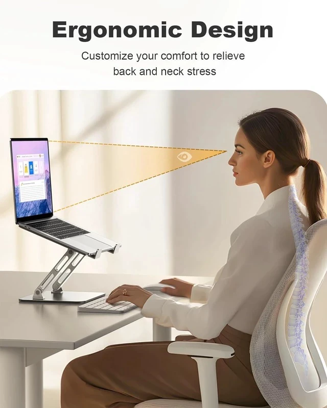 Alt view image 2 of 7 - Ergonomic Laptop Stand Dual-Bar Support & Height Adjustable Laptop Riser Holder for Desk Ventilated & Portable Computer Notebook Stand Mount Compatible with MacBook Air Pro//HP (10-16)