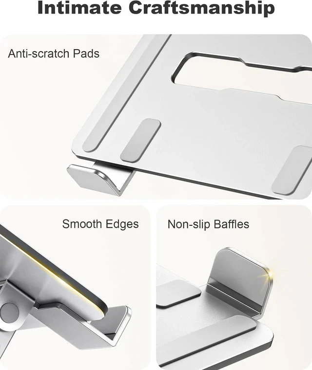 Alt view image 5 of 7 - Ergonomic Laptop Stand Dual-Bar Support & Height Adjustable Laptop Riser Holder for Desk Ventilated & Portable Computer Notebook Stand Mount Compatible with MacBook Air Pro//HP (10-16)