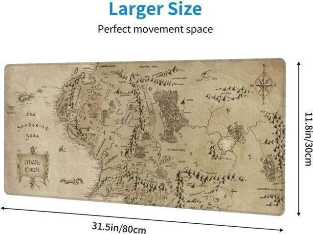 Alt view image 2 of 3 - Gaming Mouse Pad XL Extended Large Mouse Mat Desk Pad 31.5x11.8 Stitched Edges Non Slip Mousepad for Computer Office Keyboard and Laptop-Retro Earth Map