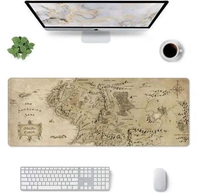 Alt view image 3 of 3 - Gaming Mouse Pad XL Extended Large Mouse Mat Desk Pad 31.5x11.8 Stitched Edges Non Slip Mousepad for Computer Office Keyboard and Laptop-Retro Earth Map