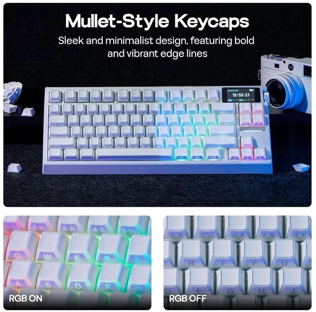 Alt view image 4 of 7 - Phos Keycaps Set - 136 Keys Side-Printed Shine Through Keycaps, Cherry Profile, PBT+PC, MX-Stem Compatible for 61/68/84/87/98/100/104 ANSI Layout Mechanical Gaming Keyboards