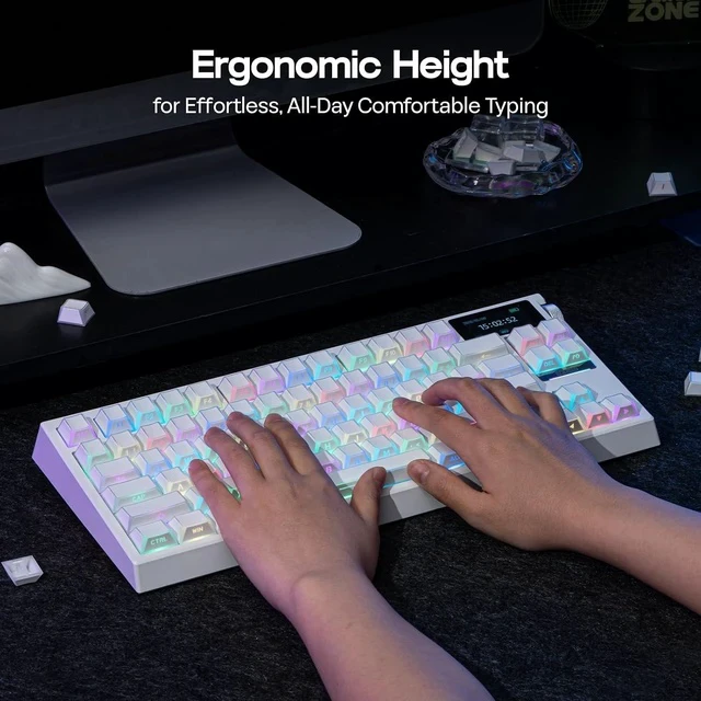 Alt view image 7 of 7 - Phos Keycaps Set - 136 Keys Side-Printed Shine Through Keycaps, Cherry Profile, PBT+PC, MX-Stem Compatible for 61/68/84/87/98/100/104 ANSI Layout Mechanical Gaming Keyboards