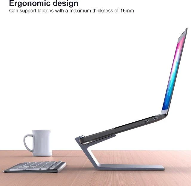 Alt view image 4 of 7 - Laptop Stand Aluminum Notebook Holder Riser Heat-Vent for MacBook Air/Pro HP Surface 11-16 inches Notebook