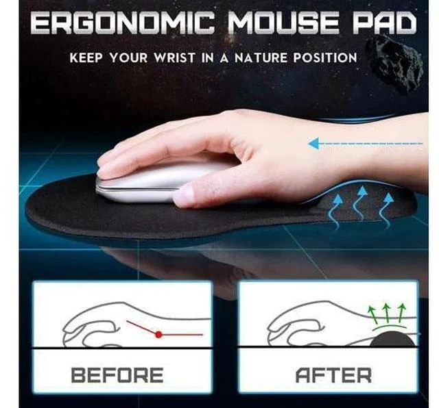 Alt view image 3 of 7 - 9 Pcs Ergonomic Mouse Pad with Gel Wrist Rest Memory Foam Comfortable Mousepad with Non-Slip PU Base for Pain Relief Computer Cafe Home Office Desk Accessories