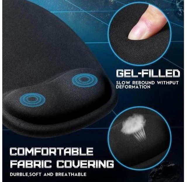 Alt view image 4 of 7 - 9 Pcs Ergonomic Mouse Pad with Gel Wrist Rest Memory Foam Comfortable Mousepad with Non-Slip PU Base for Pain Relief Computer Cafe Home Office Desk Accessories