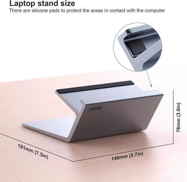 Alt view image 6 of 7 - Laptop Stand Aluminum Notebook Holder Riser Heat-Vent for MacBook Air/Pro HP Surface 11-16 inches Notebook