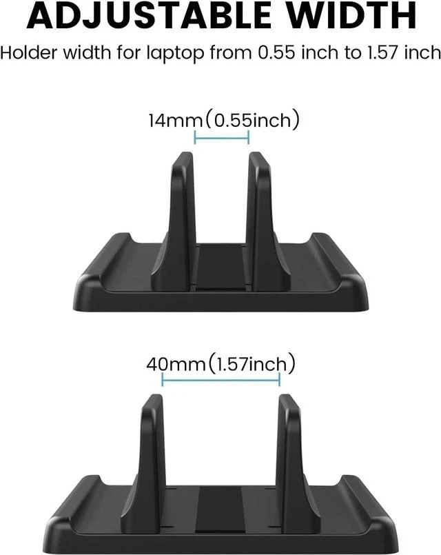 Alt view image 3 of 7 - 3 in 1 Vertical Laptop Stand Holder Adjustable ABS Plastic Desktop Notebook Dock Vertical Laptop Stand Space-Saving for All MacBook/Surface//HP//Chrome Book