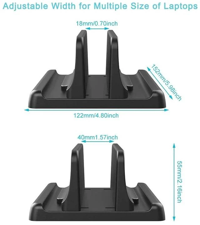 Alt view image 5 of 6 - Vertical Laptop Holder, Vertical Laptop Stand With Adjustable Dock Size, Macbook Stand Made Of Premium Abs Plastic, 3 In 1 Design Space-Ng For All Cellphones, Macbooks