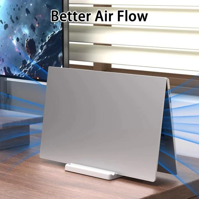 Alt view image 6 of 7 - Vertical Laptop Stand Holder - Adjustable ABS Plastic Desktop Management Notebook Dock Space-Saving 3 in 1 Compatible with All MacBook Pro Air Mac HP Surface (White)