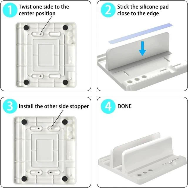 Alt view image 7 of 7 - Vertical Laptop Stand Holder - Adjustable ABS Plastic Desktop Management Notebook Dock Space-Saving 3 in 1 Compatible with All MacBook Pro Air Mac HP Surface (White)