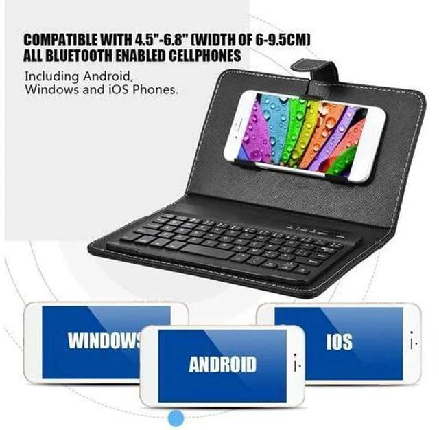 Alt view image 3 of 5 - VBESTLIFE Bluetooth Keyboard Sleeve, Universal Bluetooth Keyboard Sleeve with Stand Compatible with 4.5''-6.8'' Cellphone for Android, for and for iOS Phones(Black)