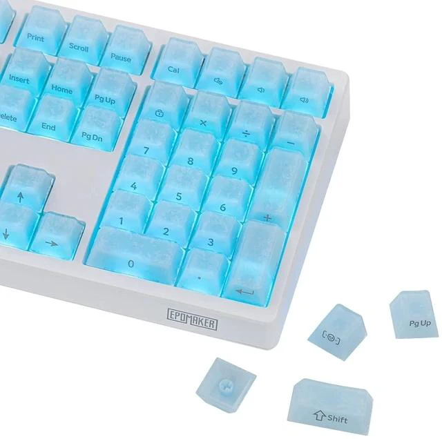 Main image of Frost Jelly Keycaps Set, 126 Keys Forged Carbon Fiber Keycaps | Cherry Profile, ABS+PC, MX-Style Compatible for 61/68/84/87/98/100/104/108 ANSI Layout Mechanical Gaming Keyboards (Blue)