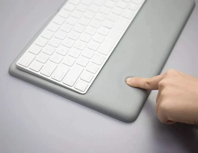 Alt view image 3 of 7 - Wrist Rest Ergonomic Keyboard Stand Compatible with Wireless Magic Keyboard 2 with Numeric Keypad (Gray Silicone)