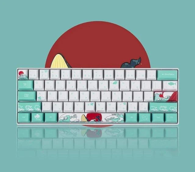 Alt view image 2 of 7 - (Only Keycaps 60% PBT Keycaps Set OEM Profile for MX Switches Mechanical Gaming Keyboard GK61 64 (Coral Sea Japanese)