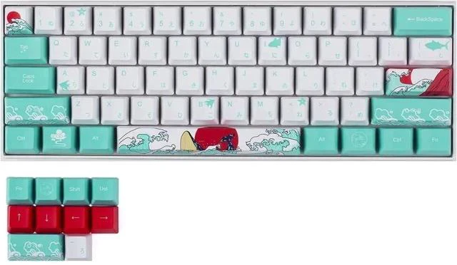 Alt view image 5 of 7 - (Only Keycaps 60% PBT Keycaps Set OEM Profile for MX Switches Mechanical Gaming Keyboard GK61 64 (Coral Sea Japanese)