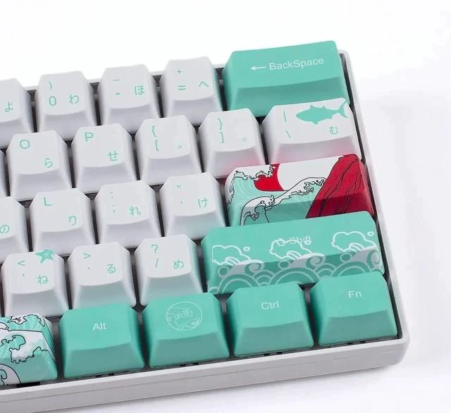 Alt view image 3 of 7 - (Only Keycaps 60% PBT Keycaps Set OEM Profile for MX Switches Mechanical Gaming Keyboard GK61 64 (Coral Sea Japanese)