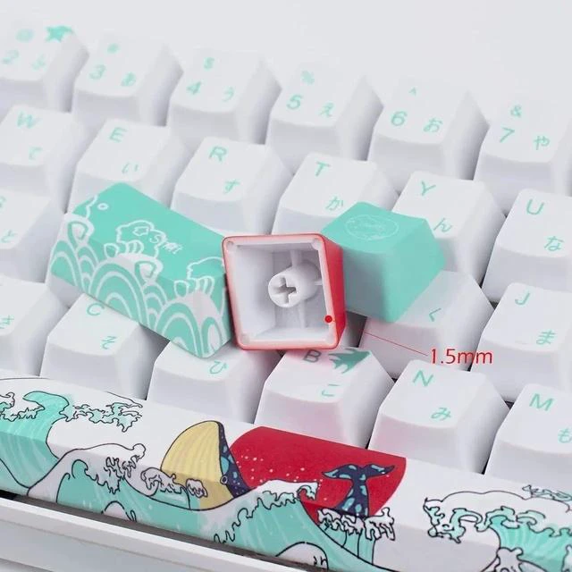 Alt view image 6 of 7 - (Only Keycaps 60% PBT Keycaps Set OEM Profile for MX Switches Mechanical Gaming Keyboard GK61 64 (Coral Sea Japanese)