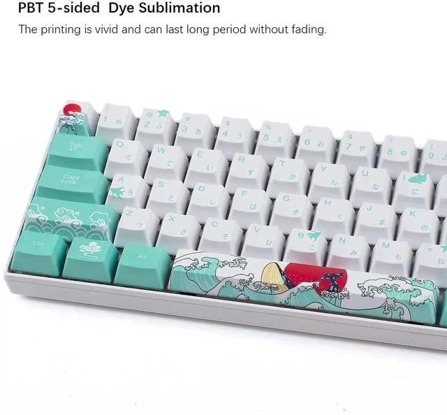 Alt view image 7 of 7 - (Only Keycaps 60% PBT Keycaps Set OEM Profile for MX Switches Mechanical Gaming Keyboard GK61 64 (Coral Sea Japanese)