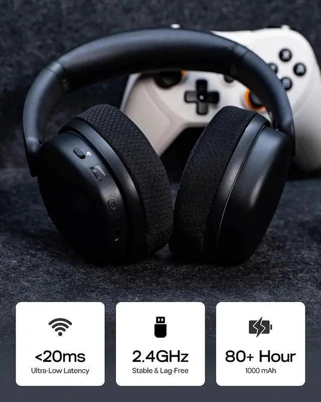 Alt view image 3 of 7 - X Aula G7 Pro Wireless Gaming Headset, Dual Mode BT5.3 & 2.4GHz, 7.1 Surround Sound, 80+ Hour Battery, RGB Light, with Noise Canceling Mic for PS5, PS4, Switch, PC (Black)