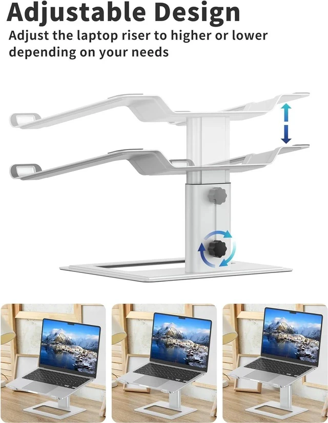 Alt view image 3 of 7 - Adjustable Laptop Stand for Desk Computer Stand Ergonomic Laptop Riser Holder Compatible with 10 to 17.3 Inches Notebook PC Computer Aluminum Silver