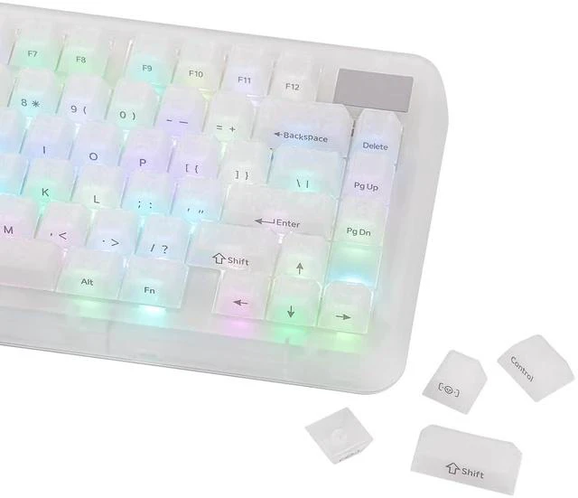 Main image of Frost Jelly Keycaps Set, 126 Keys Forged Carbon Fiber Keycaps | Cherry Profile, ABS+PC, MX-Style Compatible for 61/68/84/87/98/100/104/108 ANSI Layout Mechanical Gaming Keyboards (White)