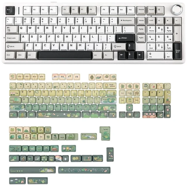 Alt view image 2 of 2 - Aula F99 PRO 96% Mechanical Gaming Keyboard with KiiBoom X Cosydiaries Rainy Froggy Day Keycap Set
