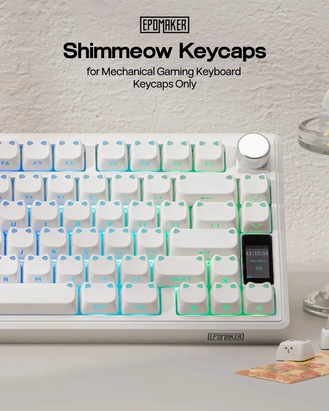 Alt view image 2 of 7 - Shimmeow Cute Cat Themed Keycaps Set for MX Mechanical Keyboard | 113 Keys, Shine Through, MAO Profile, PBT+PC Material, Compatible for 60%/65%/75%/TKL/96%/Full-Sized ANSI Layout (White)