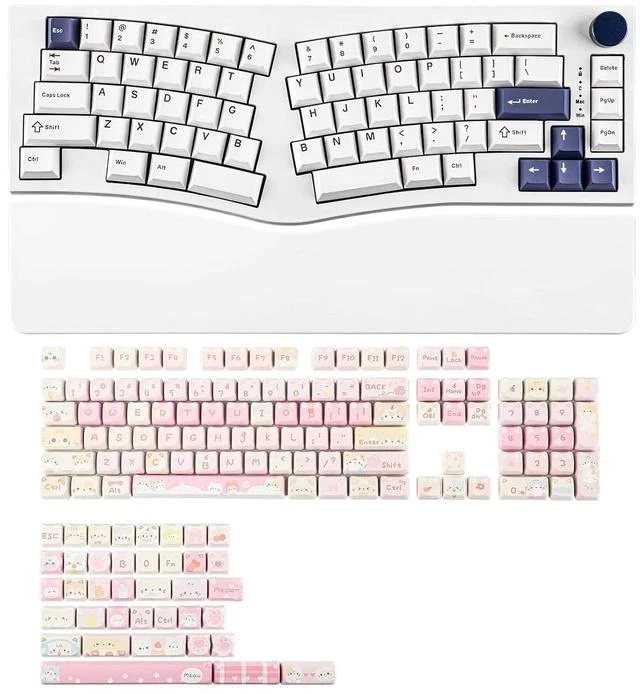 Main image of Feker Alice80 68 Keys Ergonomic Mechanical Keyboard with KiiBOOM Cute Cat Keycaps Set