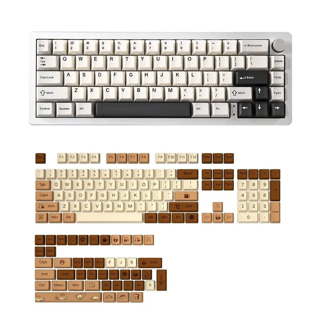 Alt view image 2 of 2 - AL66 Wireless Mechanical Keyboard for Win/Mac(Milk Switch, Silver), Coffee Cat Dye Sub PBT Keycaps(C