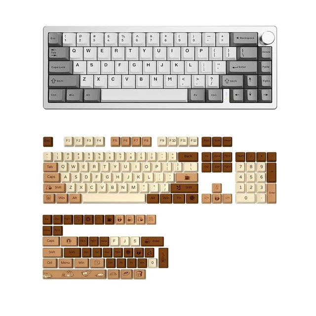 Alt view image 2 of 2 - AL68 Wireless Mechanical Keyboard (Silver, Cocoa Cream V2), Coffee Cat Dye Sub PBT Keycaps(Cherry Pr