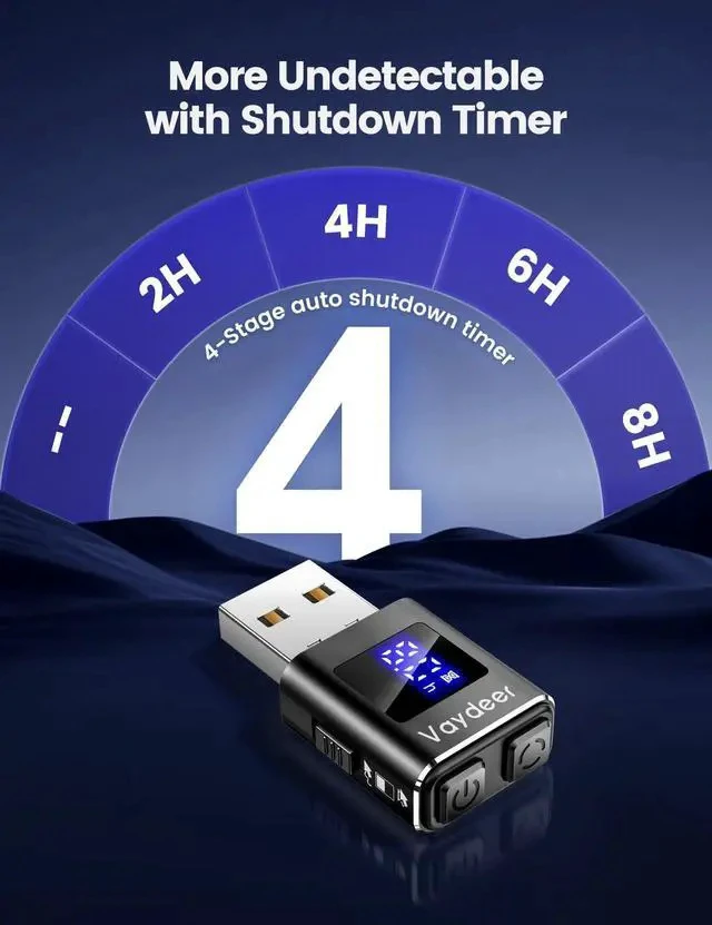 Alt view image 4 of 7 - Metal Mini Mouse Jiggler, T5s Mouse Mover with Timer, LED Countdown, Undetectable, 3-Button Control, for Office, Remote Work, Online Meetings,Shaker Wiggler to Boost Your Productivity (Black)