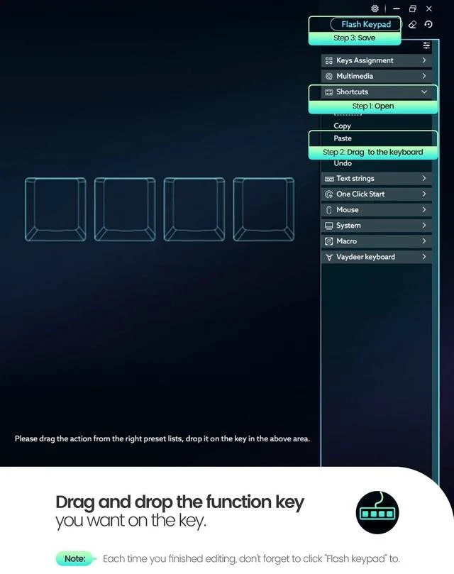 Alt view image 4 of 7 - 4 Fully Programmable Keys with Floating Window and Macro Multifunctional Keypad, One-Handed Mechanical Keyboard Support NKRO, Hotkeys, One-Click Start, Compatible with iOS,Windows