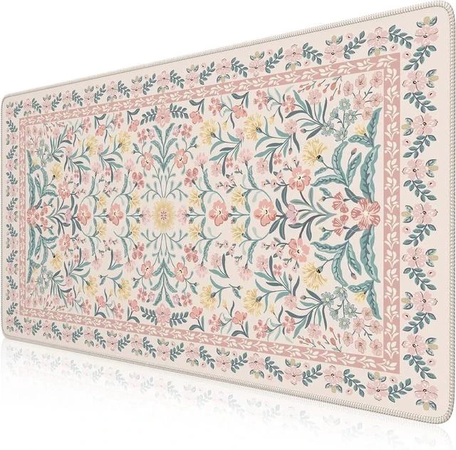 Main image of Pink Floral Desk Mat Desk Pad XXL Large Mouse Pad Anti-Slip Big Mousepad with Stitched Edges Computer Mouse Pads for Desktop for Women(Pink)