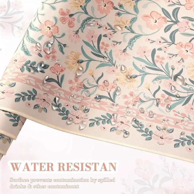 Alt view image 5 of 7 - Pink Floral Desk Mat Desk Pad XXL Large Mouse Pad Anti-Slip Big Mousepad with Stitched Edges Computer Mouse Pads for Desktop for Women(Pink)