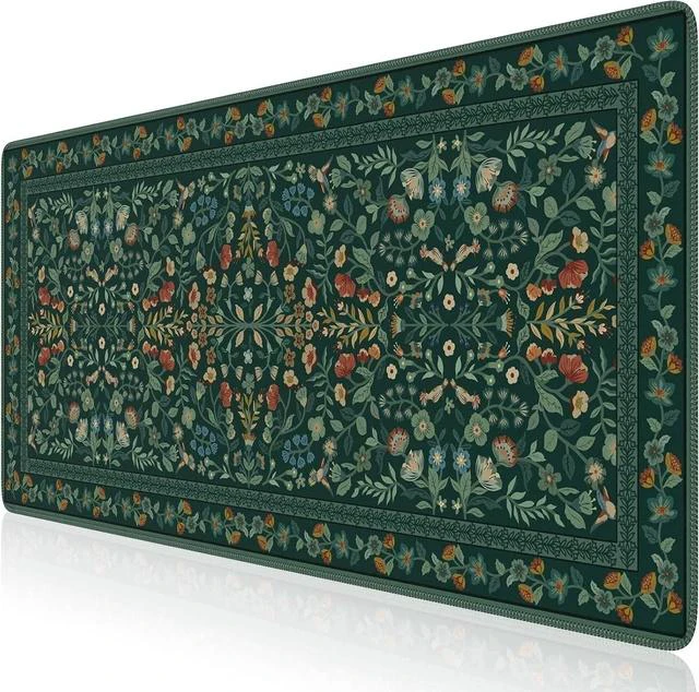 Main image of Desk Mat for Keyboard and Mouse Large Mouse Pad Desk Pad Mat Anti-Slip Big Mousepad with Stitched Edges for Computer Desktop(Deep Green)