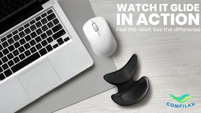 Alt view image 7 of 7 - Ergonomic Wrist Rest for Mouse - Desk Mouse Pad Wrist Support Smooth-Glide Comfortable Curved Design for Gaming Office or Home Use - Black