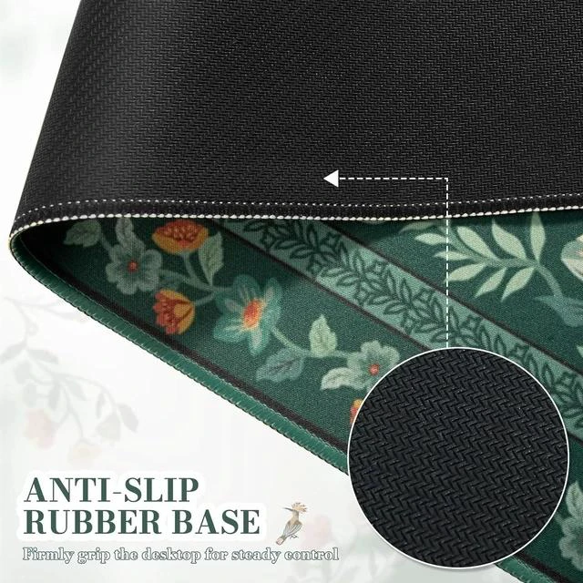 Alt view image 4 of 7 - Desk Mat for Keyboard and Mouse Large Mouse Pad Desk Pad Mat Anti-Slip Big Mousepad with Stitched Edges for Computer Desktop(Deep Green)
