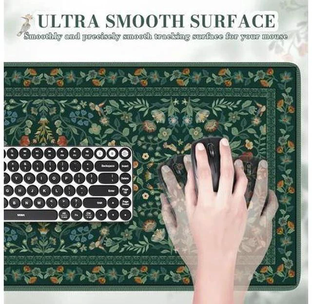 Alt view image 3 of 7 - Desk Mat for Keyboard and Mouse Large Mouse Pad Desk Pad Mat Anti-Slip Big Mousepad with Stitched Edges for Computer Desktop(Deep Green)