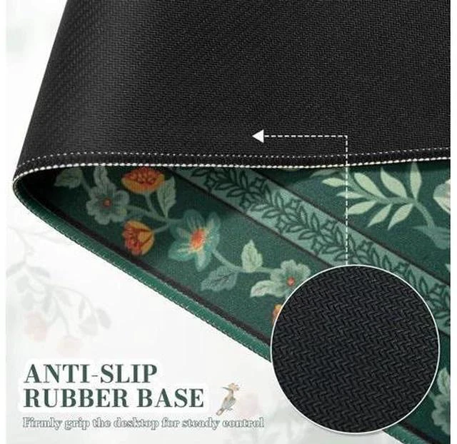 Alt view image 4 of 7 - Desk Mat for Keyboard and Mouse Large Mouse Pad Desk Pad Mat Anti-Slip Big Mousepad with Stitched Edges for Computer Desktop(Deep Green)
