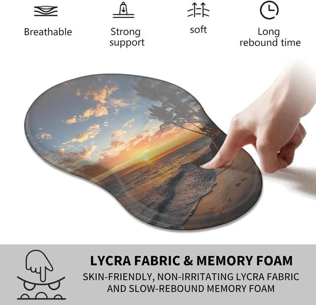 Alt view image 3 of 7 - Ergonomic Mouse Pad with Wrist Rest Support + Cup Coasters Thick Mousepad Relief Carpal Tunnel Pain Mouse Pad with Non-Slip PU Base Computer Mouse Pads for Wireless Mouse Sunset Beach
