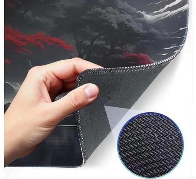 Alt view image 4 of 7 - Japanese Dark Red Moon Gaming Mouse Pad Extended Mouse Pad with Non-Slip Base Full Keyboard Pad with Stitched Edges Large Desk Pad for Gaming Office Home 31.5 x 11.8 Inch