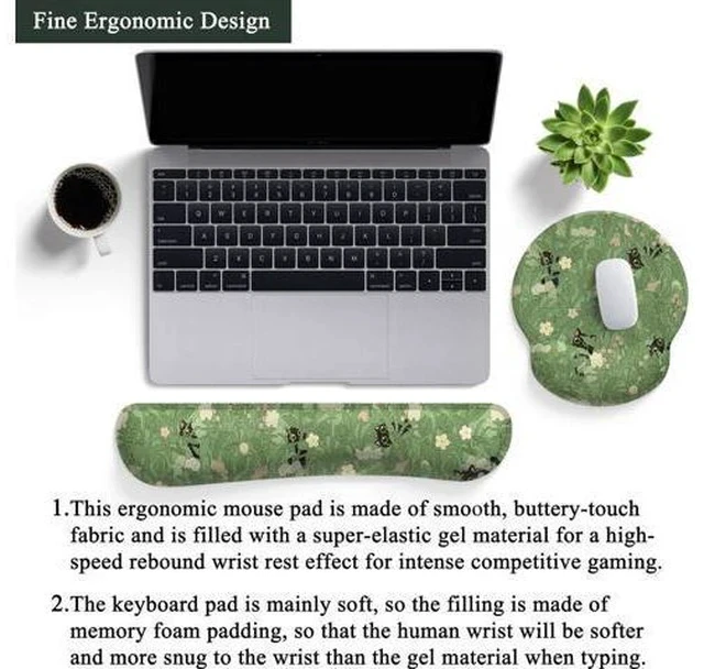 Alt view image 3 of 5 - Cute Flower Mouse Pad Wrist Support Ergonomic Green Hide Out Cat Keyboard Mouse Wrist Rest Non-Slip Gel Anime Kawaii 3D Mouse Pads Wrist Pad Easy Typing Pain Relief Comfortable Computer Mouse Pad.