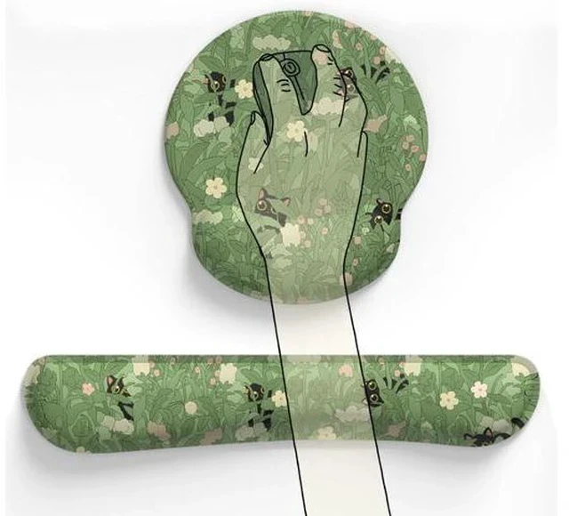 Alt view image 4 of 5 - Cute Flower Mouse Pad Wrist Support Ergonomic Green Hide Out Cat Keyboard Mouse Wrist Rest Non-Slip Gel Anime Kawaii 3D Mouse Pads Wrist Pad Easy Typing Pain Relief Comfortable Computer Mouse Pad.