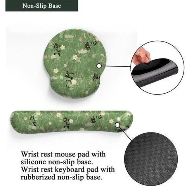 Alt view image 5 of 5 - Cute Flower Mouse Pad Wrist Support Ergonomic Green Hide Out Cat Keyboard Mouse Wrist Rest Non-Slip Gel Anime Kawaii 3D Mouse Pads Wrist Pad Easy Typing Pain Relief Comfortable Computer Mouse Pad.