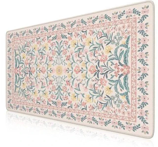 Main image of Pink Floral Desk Mat Desk Pad XXL Large Mouse Pad Anti-Slip Big Mousepad with Stitched Edges Computer Mouse Pads for Desktop for Women(Pink)