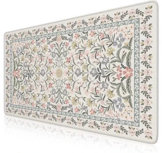 Main image of Desk Matt for Desktop Cute Desk Pad Mat XXL Large Mouse Pad Anti-Slip Big Mousepad with Stitched Edges Keyboard Pad for Computer(Gray Floral)